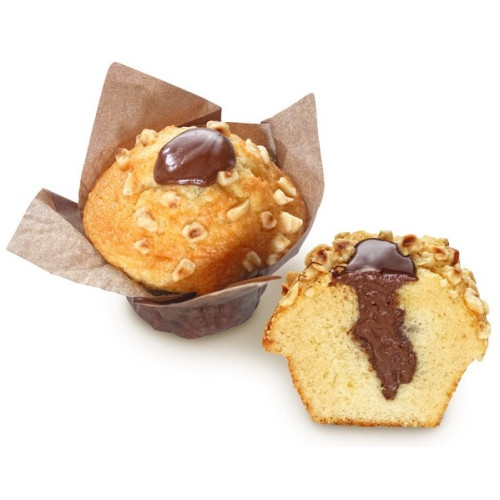 Vaniljmuffins med hasselnötsfyllning 112g  Antal: 36st