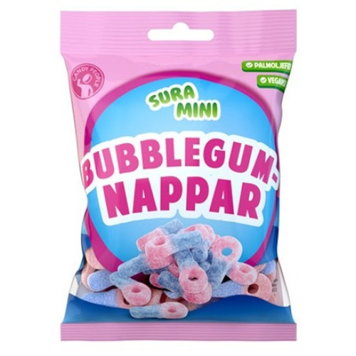 S-MÄRKE SURA MINI BUBBLEGUMNAPPAR 70G x18st