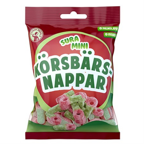 S-märke Sura Mini Körsbärs nappar 70gx18st