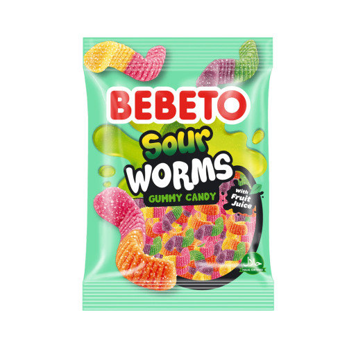 BEBETO Sour Worms 80g x 12