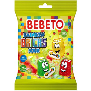 Bebeto Rainbow Sour Bricks 80g X12