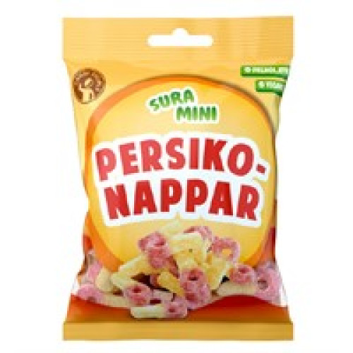 S-märke Sura Mini Persikonappar 70g X18ST
